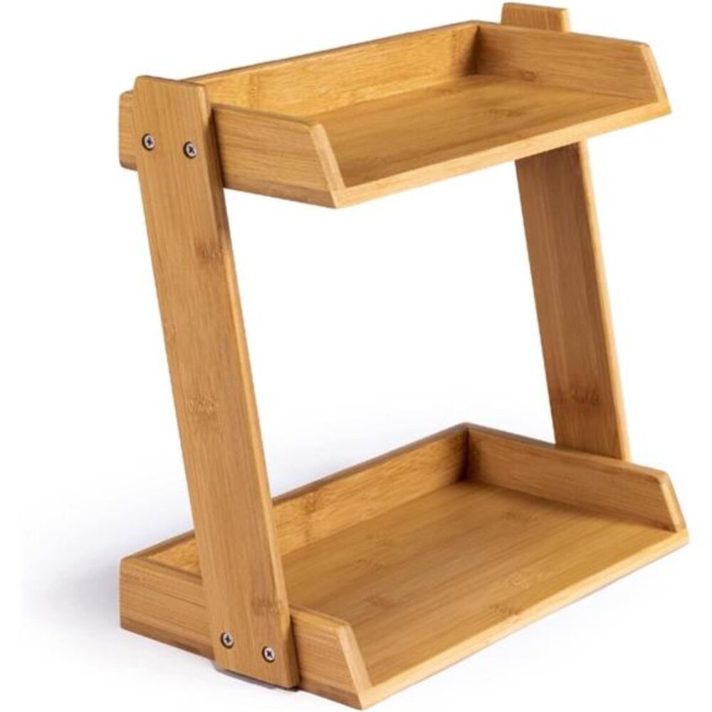 Bamboo Makeup & Countertop Organizer, Small -2 Layer Cosmetics,Lipsticks,Jewelry